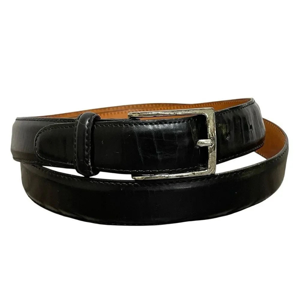 Vintage Martin Dingman Black Milled Finish Leather Belt Men 42 Hand Made in USA